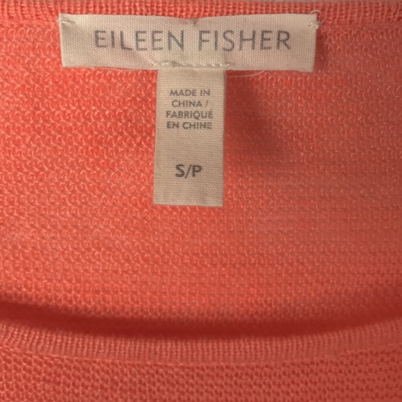 Eileen Fisher Sweater Peach Boat Neck Organic Cotton Open Stitch Slouchy - Picture 5 of 7